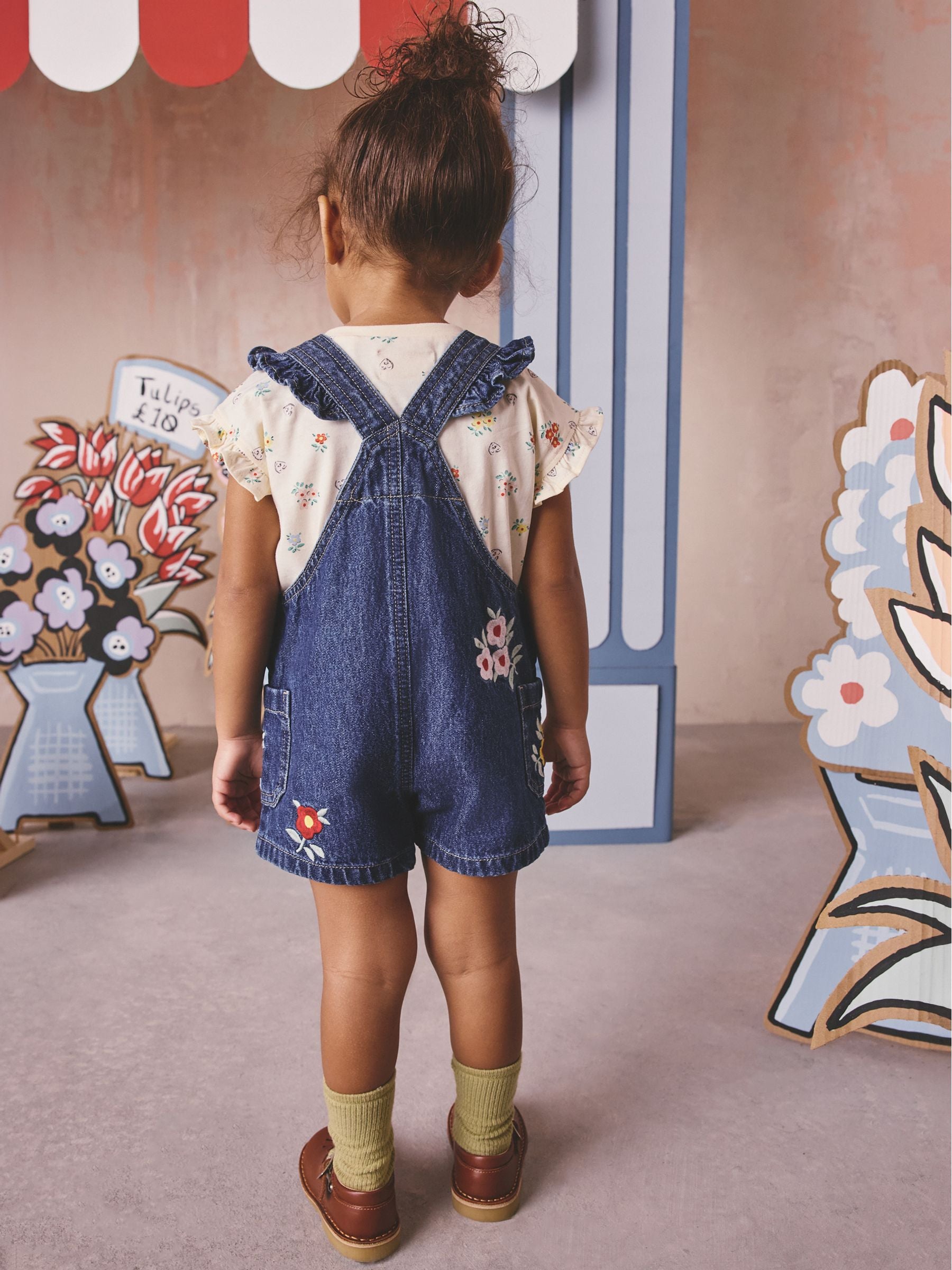 Denim Cath Kidston Floral Dungarees and Top Set (3mths-7yrs) image 2