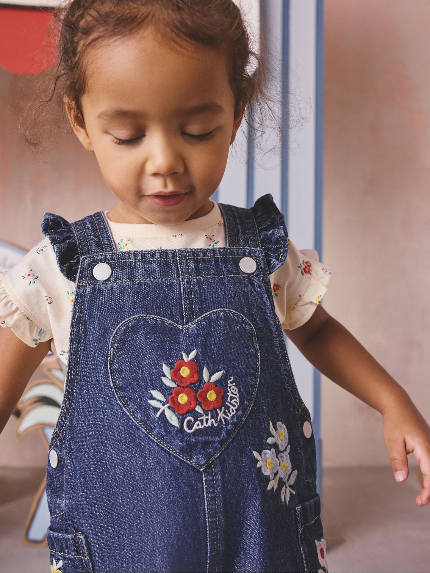 Denim Cath Kidston Floral Dungarees and Top Set (3mths-7yrs) image 3