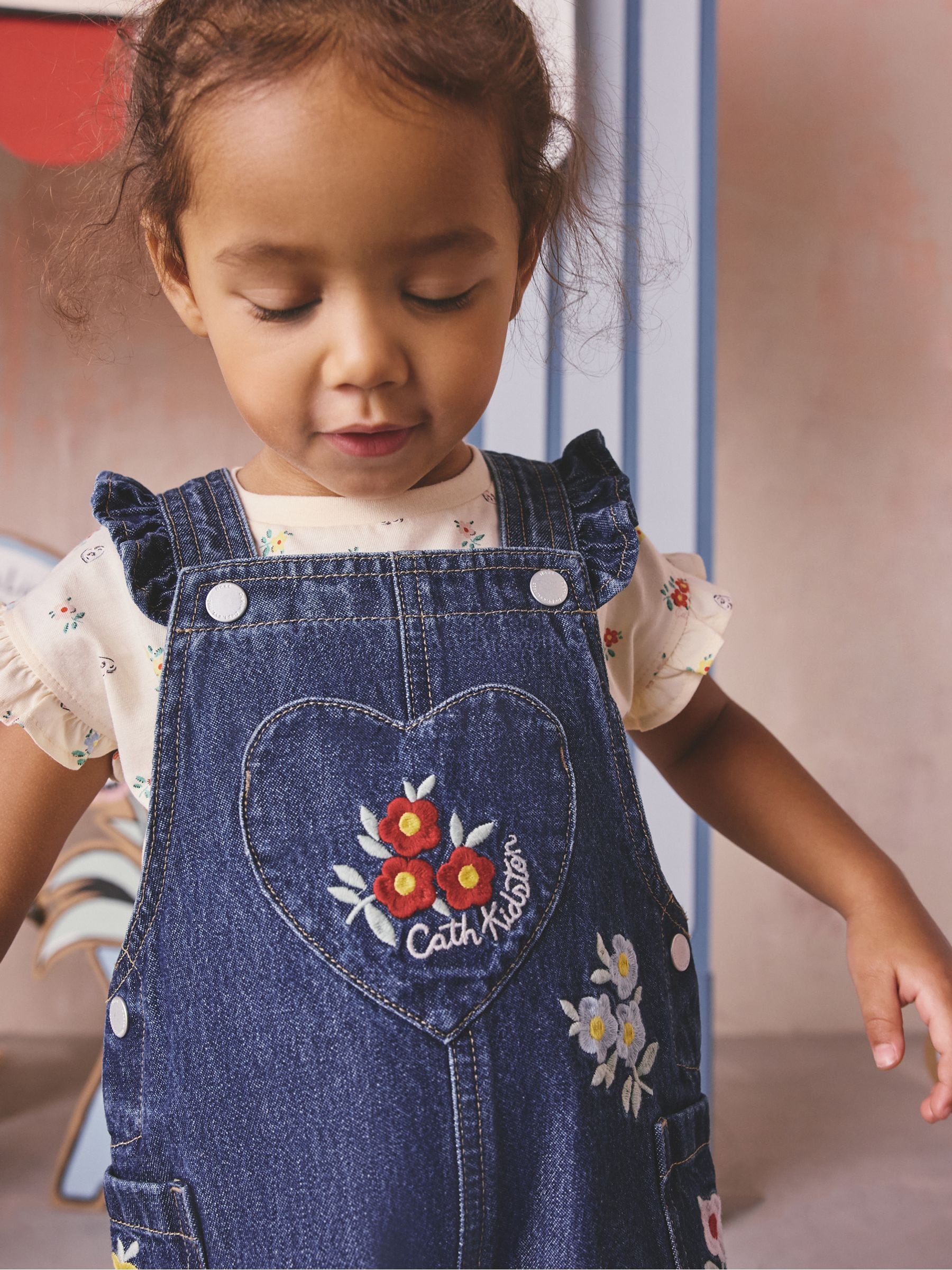 Denim Cath Kidston Floral Dungarees and Top Set (3mths-7yrs) image 3
