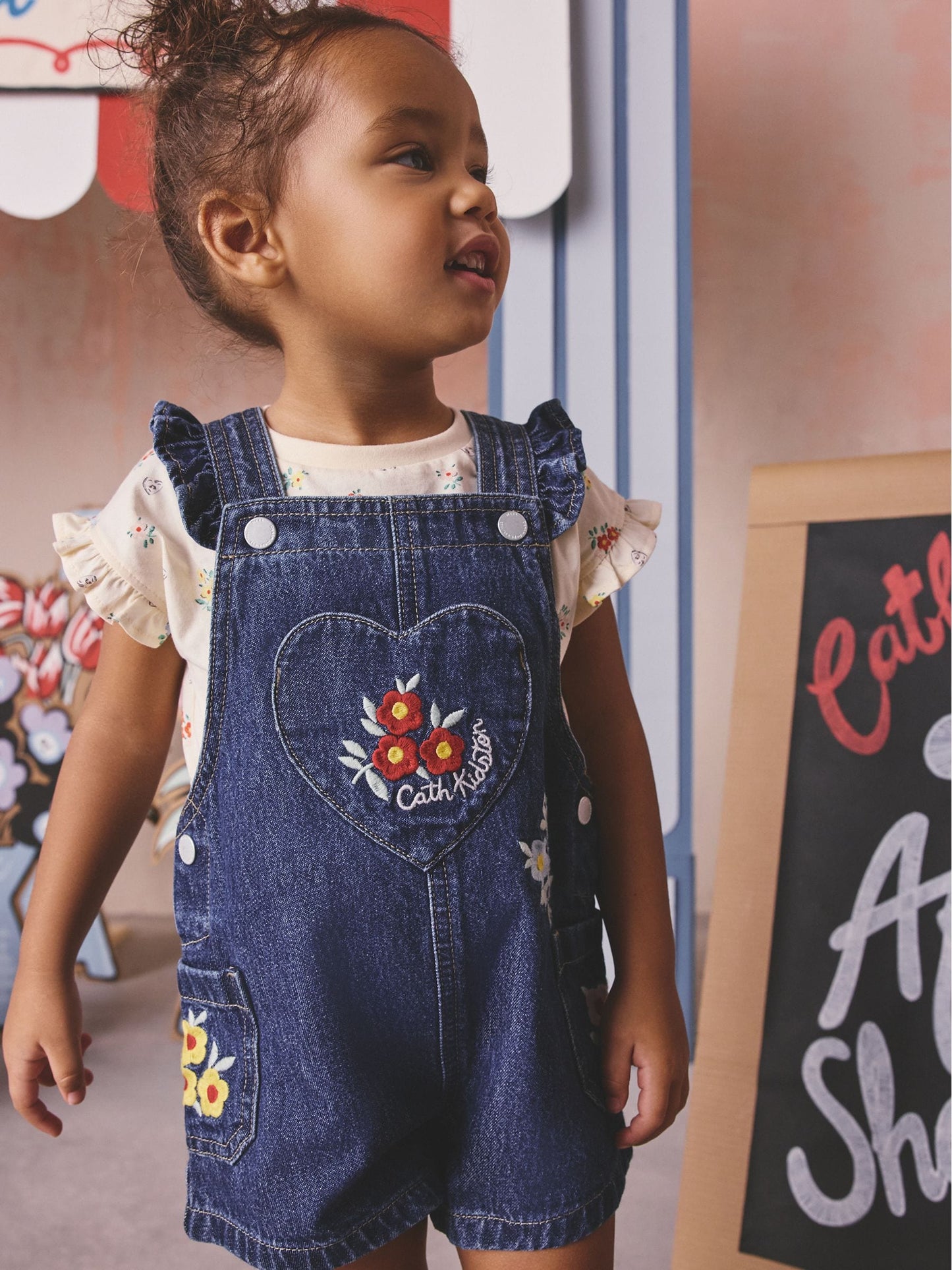 Denim Cath Kidston Floral Dungarees and Top Set (3mths-7yrs) image 4