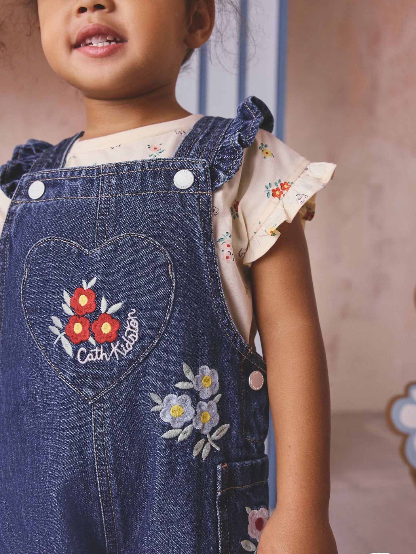 Denim Cath Kidston Floral Dungarees and Top Set (3mths-7yrs) image 5