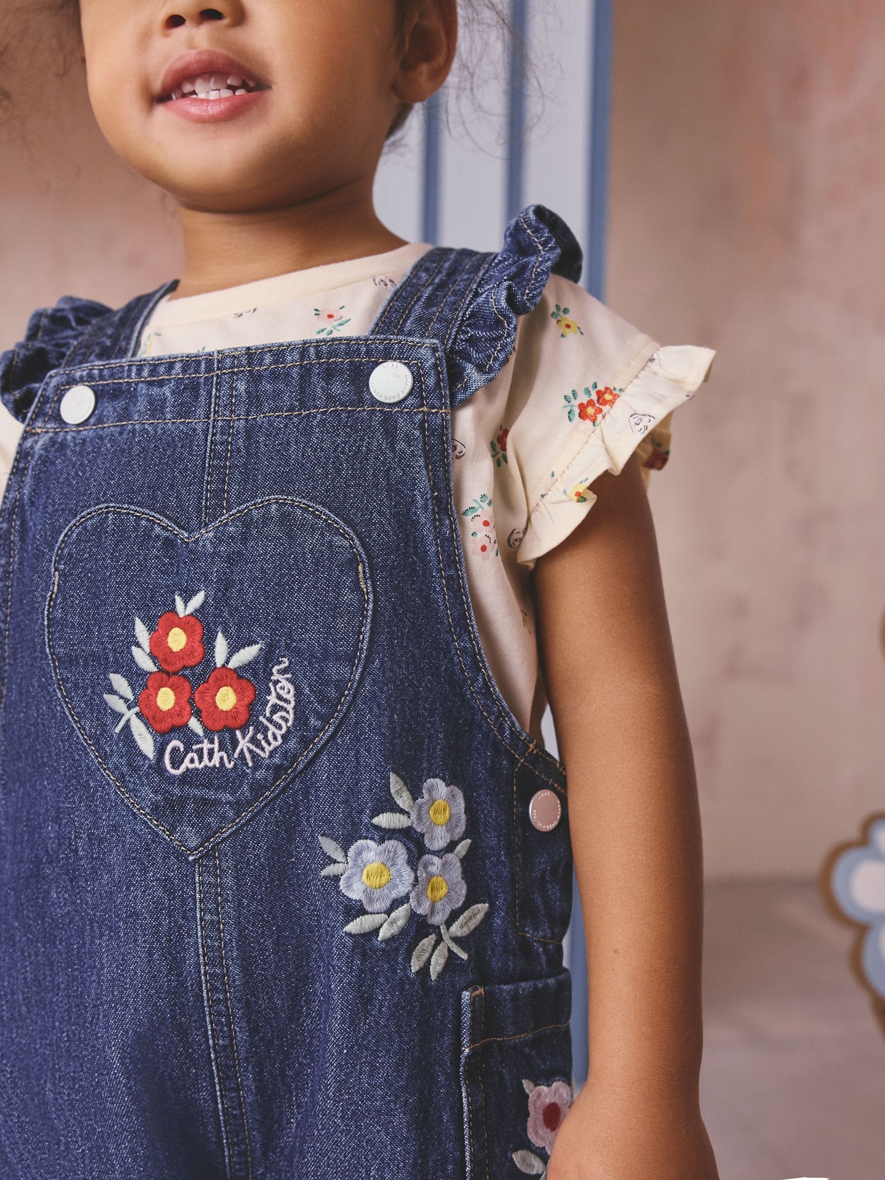 Denim Cath Kidston Floral Dungarees and Top Set (3mths-7yrs) image 5