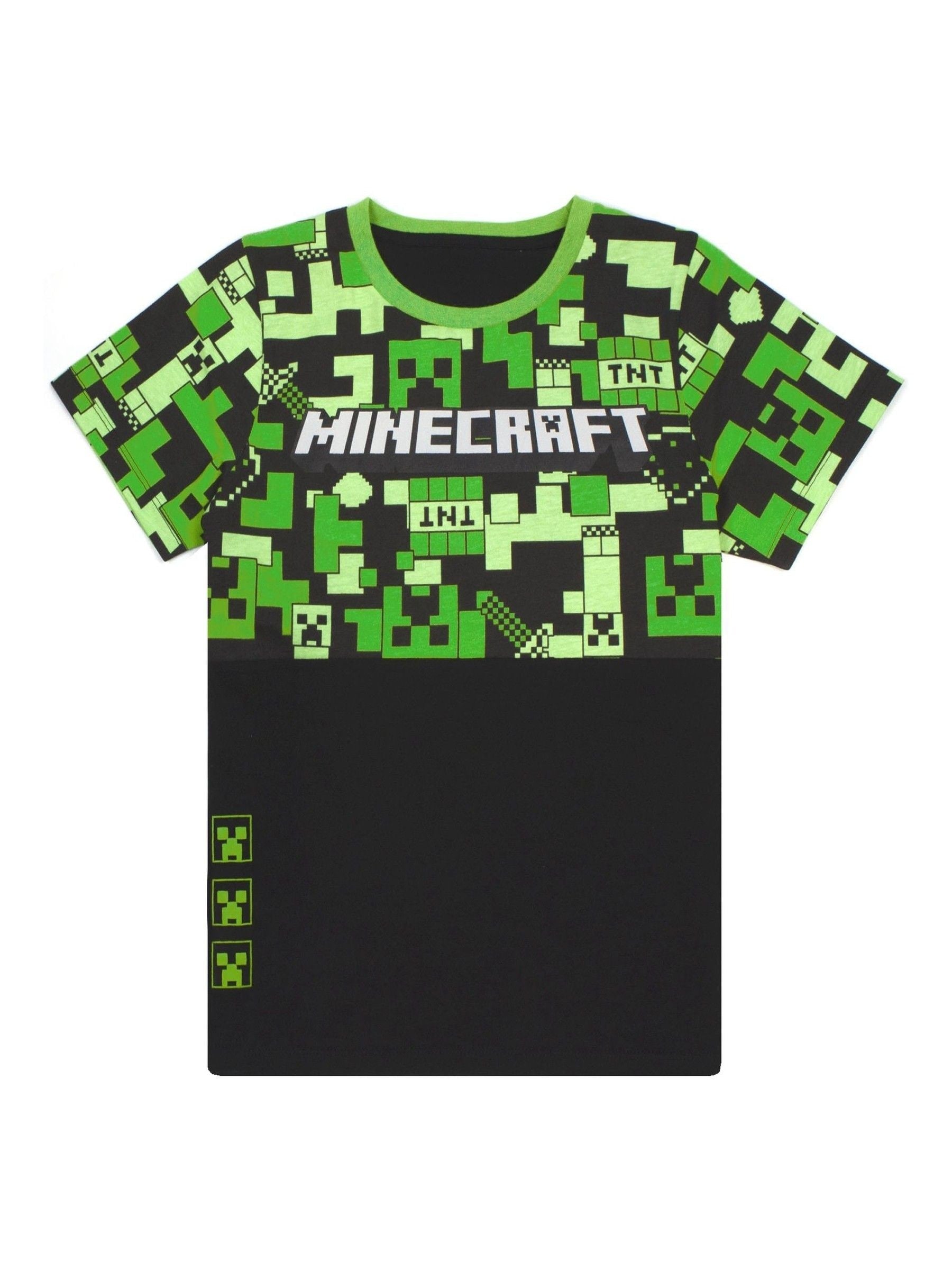 Dsiney Kidz - Vanilla Underground Green Boys Minecraft Short Sleeve Short Leg 100% Cotton Pyjamas Set image 2