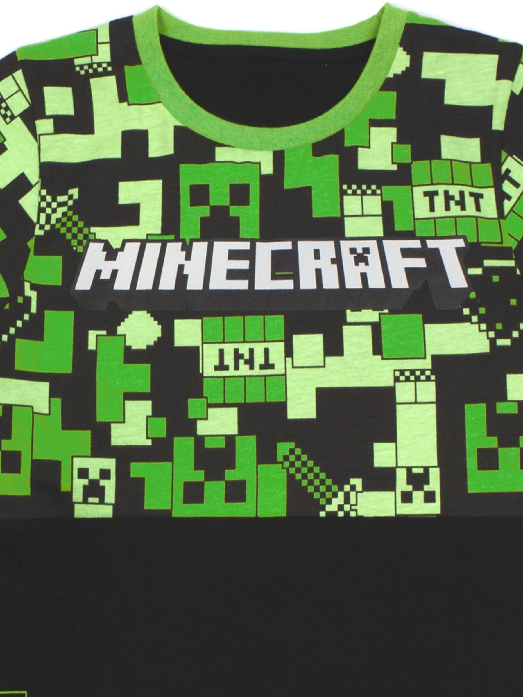 Dsiney Kidz - Vanilla Underground Green Boys Minecraft Short Sleeve Short Leg 100% Cotton Pyjamas Set image 4