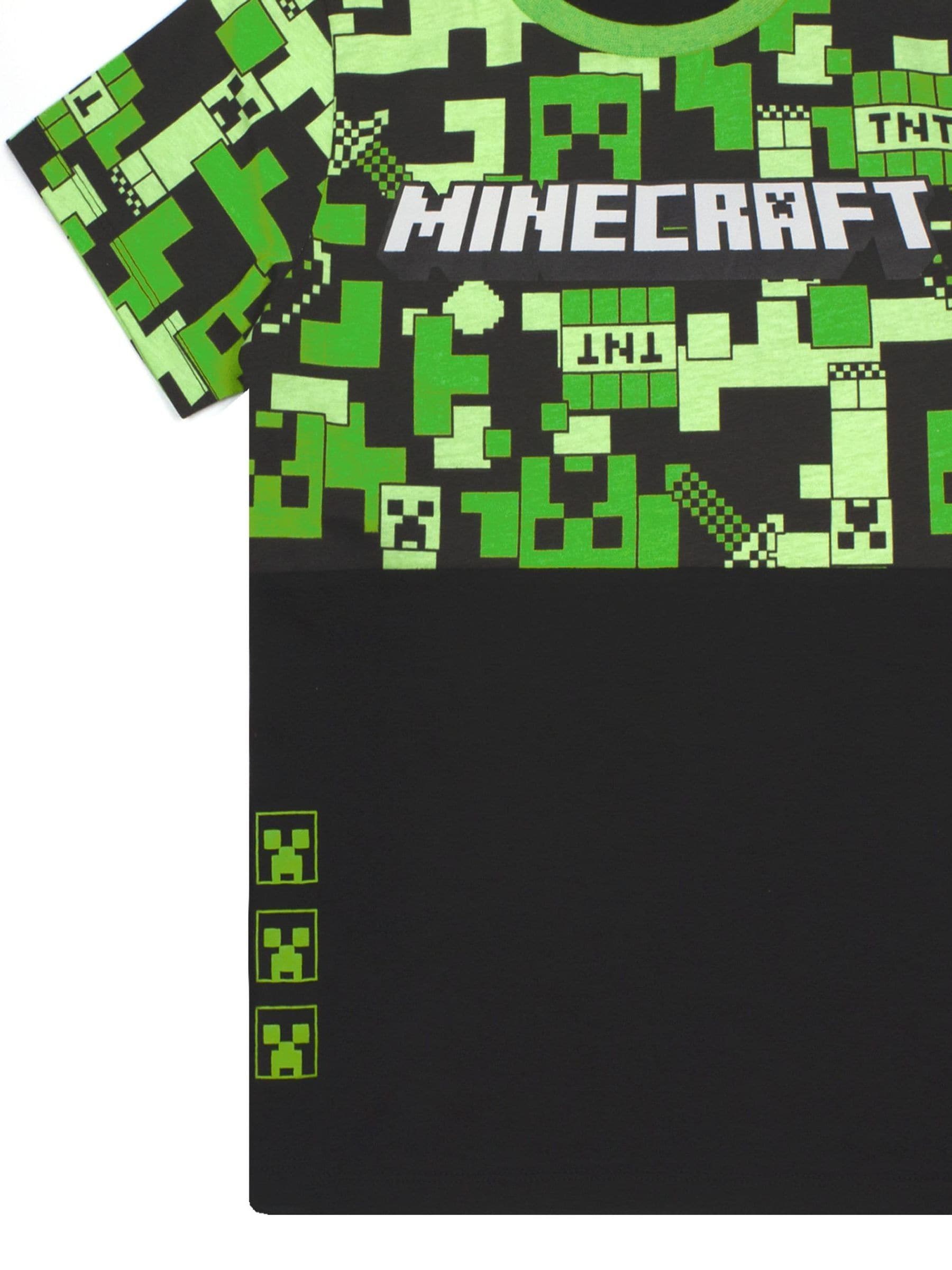 Dsiney Kidz - Vanilla Underground Green Boys Minecraft Short Sleeve Short Leg 100% Cotton Pyjamas Set image 5