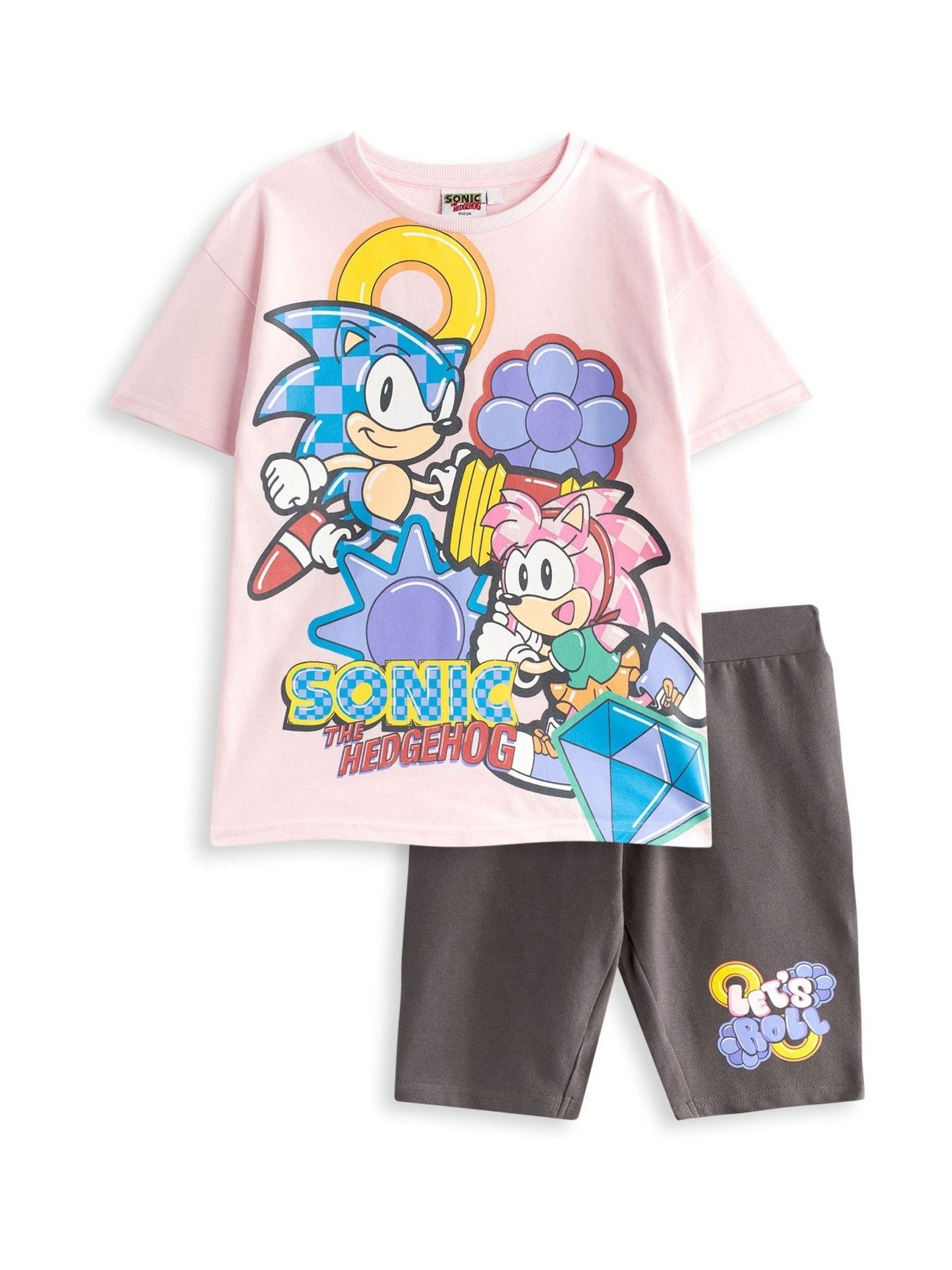 Dsiney Kidz - Vanilla Underground Pink Girls 100% Cotton Sonic the Hedgehog T-Shirt and Shorts Set image 1
