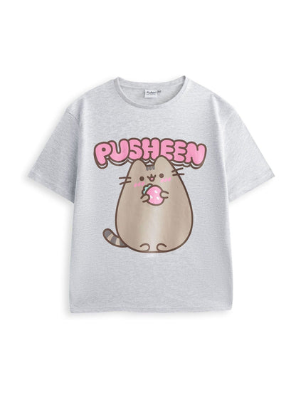 Dsiney Kidz - Vanilla Underground Grey Girls 100% Cotton Pusheen T-Shirt and Shorts Set image 2