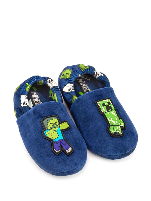 Vanilla Underground Blue Boys Minecraft Slippers image 1
