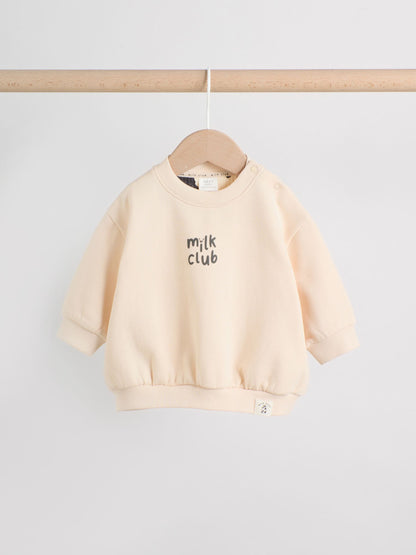 Neutral/Cow Milk Club Printed Sweat and Leggings Baby Set (0mths-2yrs) image 5