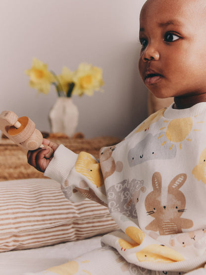 White Bunny Character Print Easter Sweat and Leggings Baby Set (0mths-2yrs) image 3