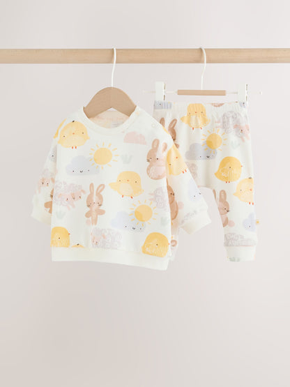 White Bunny Character Print Easter Sweat and Leggings Baby Set (0mths-2yrs) image 4