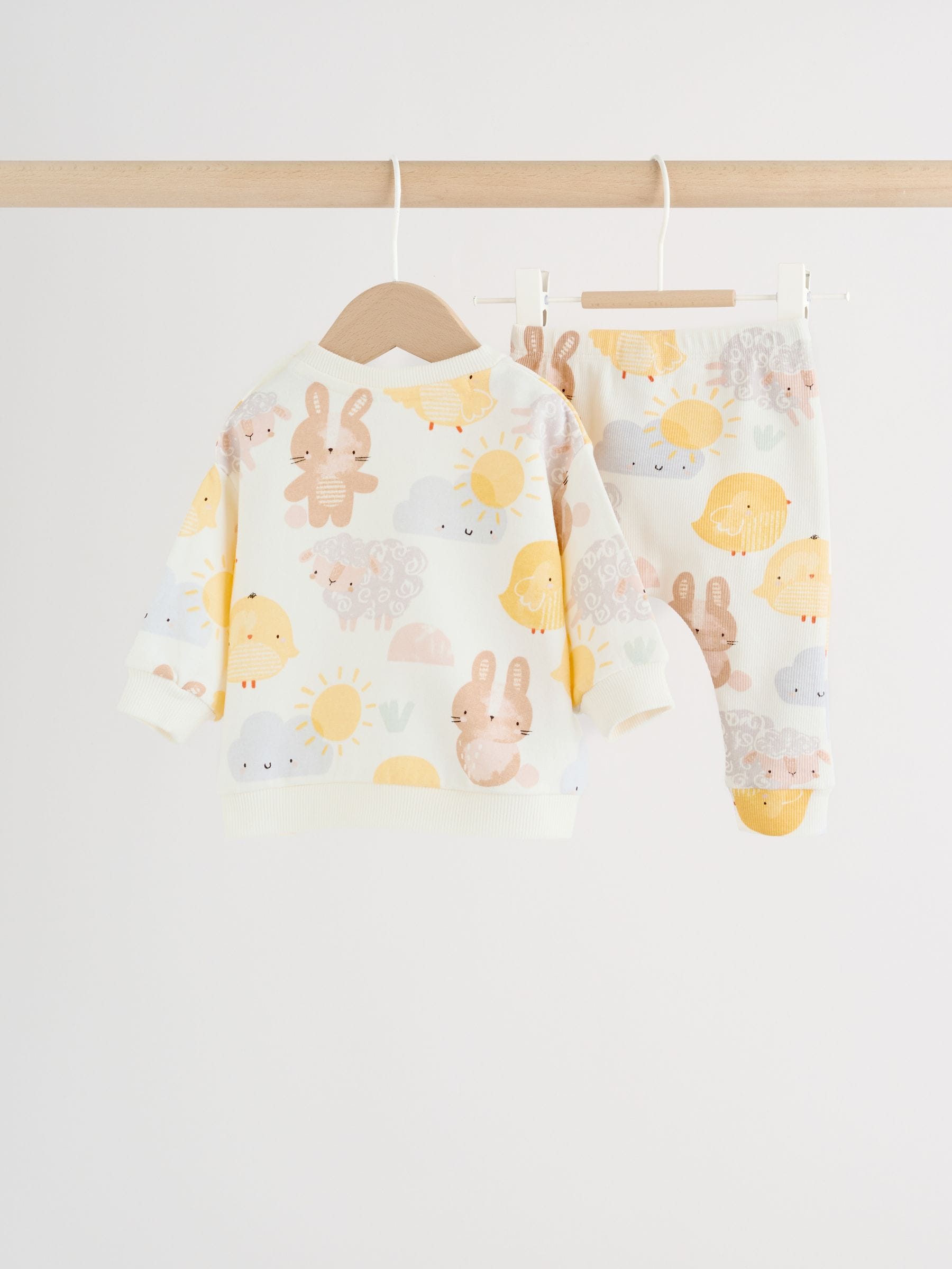 White Bunny Character Print Easter Sweat and Leggings Baby Set (0mths-2yrs) image 5