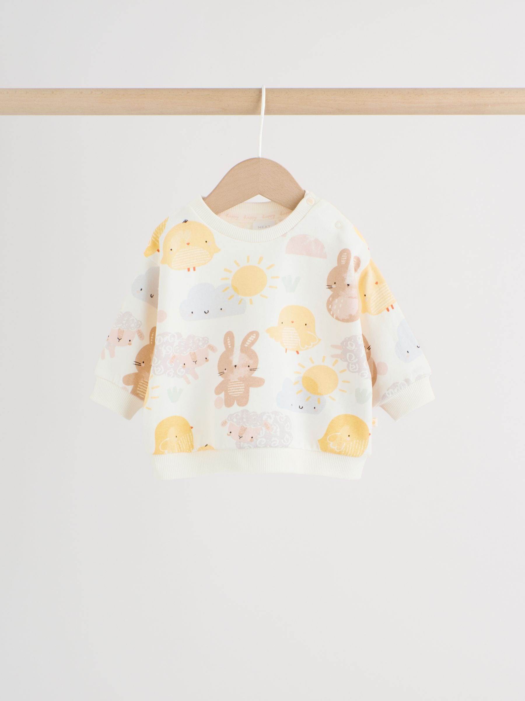 White Bunny Character Print Easter Sweat and Leggings Baby Set (0mths-2yrs) image 6