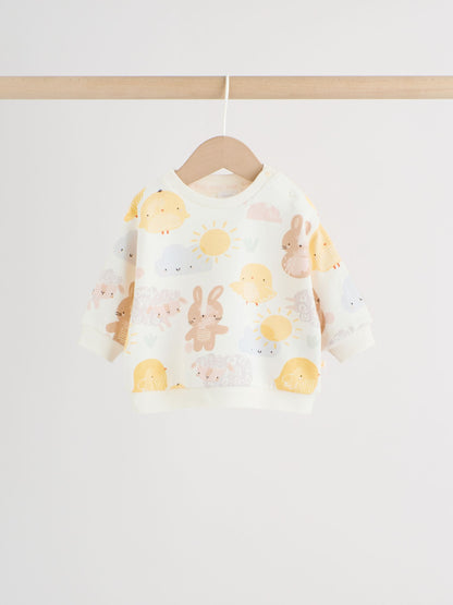 White Bunny Character Print Easter Sweat and Leggings Baby Set (0mths-2yrs) image 6