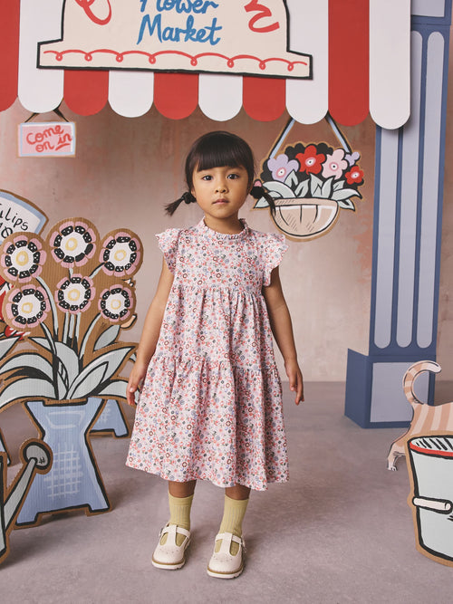 Green Floral Cath Kidston Tiered Jersey Dress (3mths-7yrs) image 1