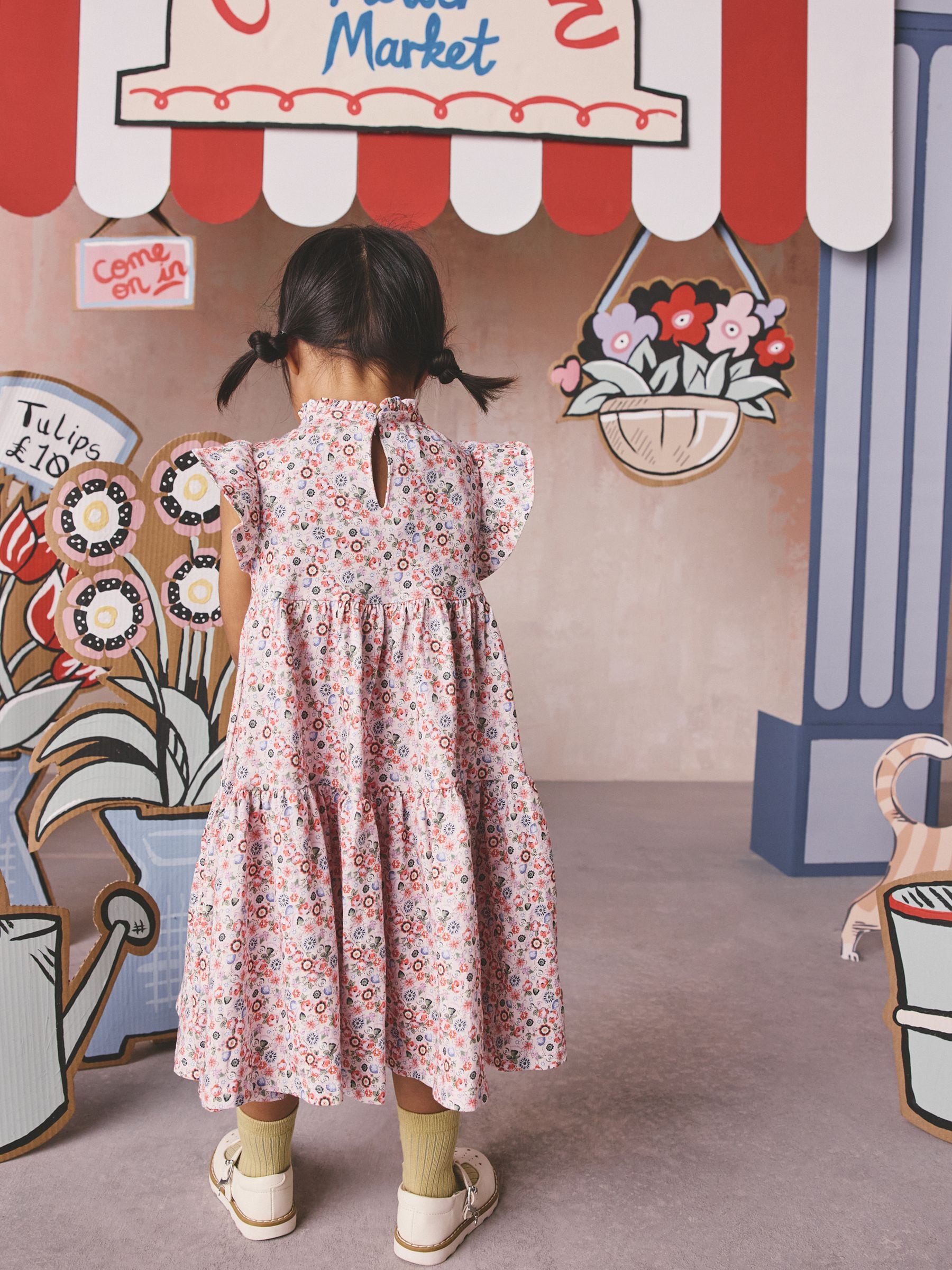 Green Floral Cath Kidston Tiered Jersey Dress (3mths-7yrs) image 3