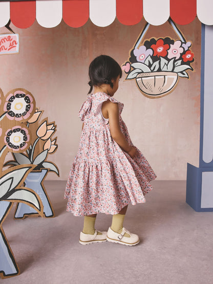Green Floral Cath Kidston Tiered Jersey Dress (3mths-7yrs) image 4