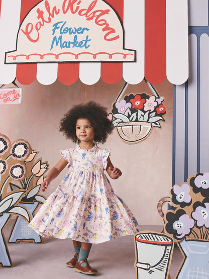Cream/Blue Cath Kidston Tiered Jersey Dress (3mths-7yrs) image 4