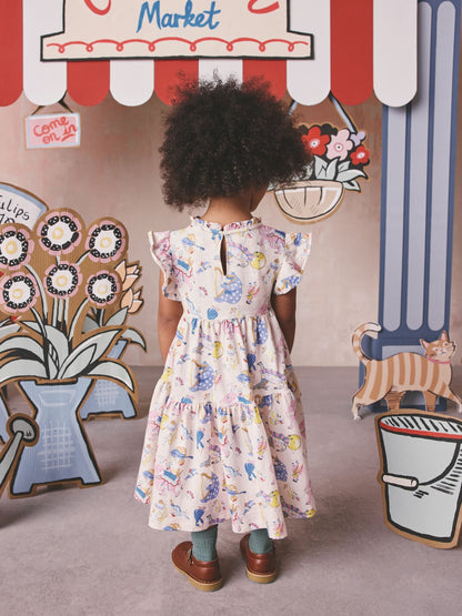 Cream/Blue Cath Kidston Tiered Jersey Dress (3mths-7yrs) image 5
