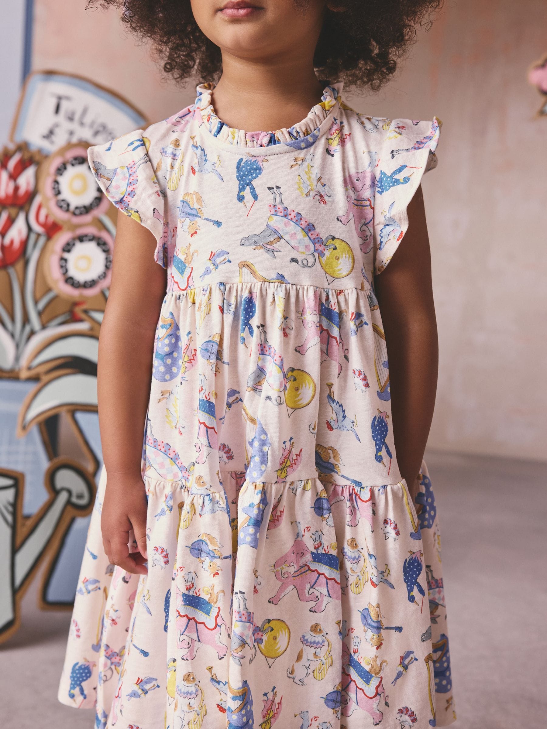 Cream/Blue Cath Kidston Tiered Jersey Dress (3mths-7yrs) image 8