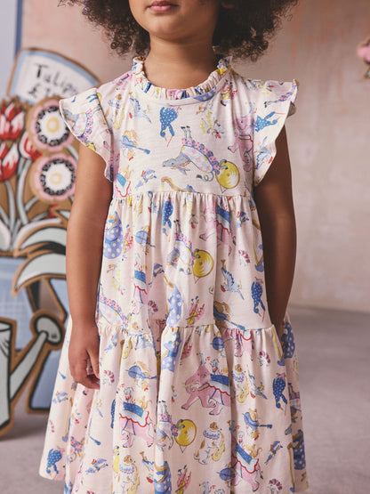 Cream/Blue Cath Kidston Tiered Jersey Dress (3mths-7yrs) image 8