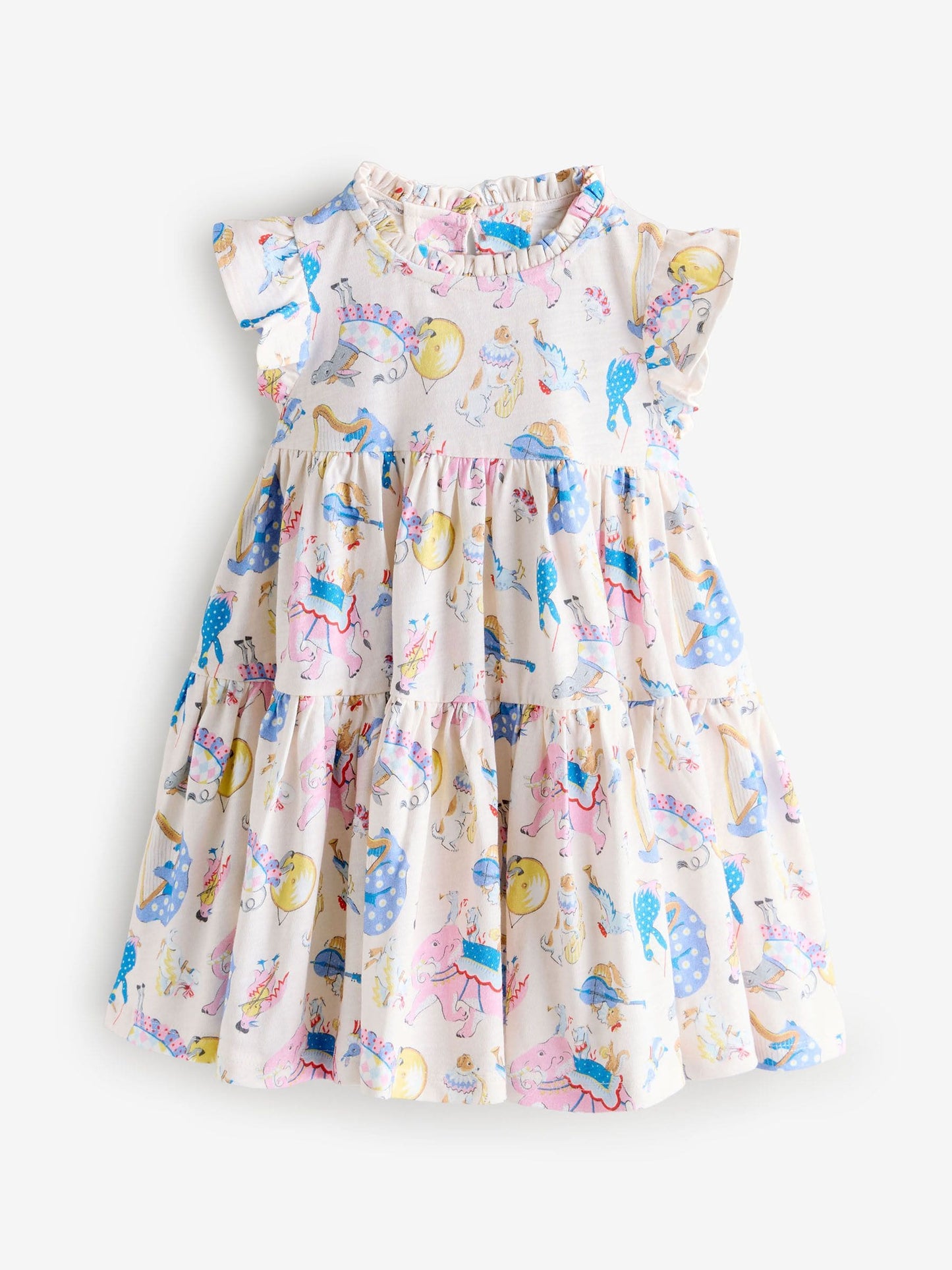 Cream/Blue Cath Kidston Tiered Jersey Dress (3mths-7yrs) image 9