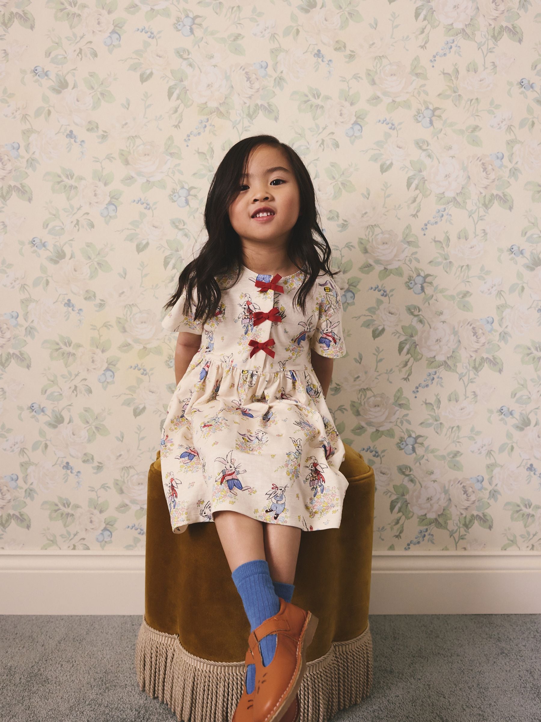 Cream Cath Kidston Bow Dress (3mths-7yrs) image 5