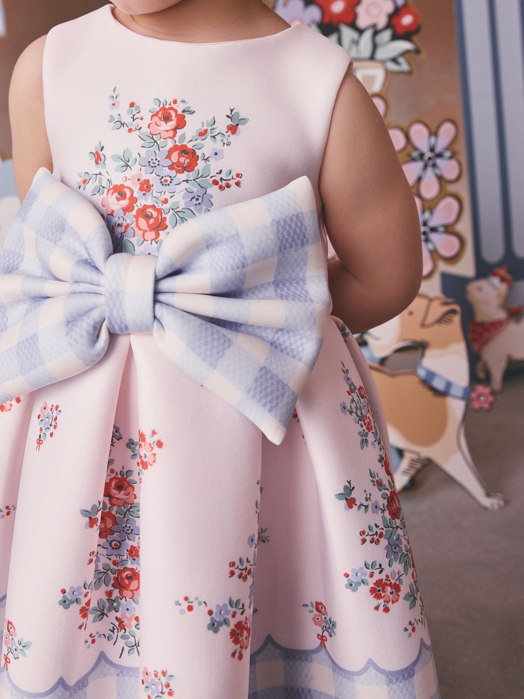 Pink Gingham Cath Kidston Scuba Bow Dress (3mths-7yrs) image 3