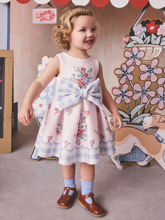 Pink Gingham Cath Kidston Scuba Bow Dress (3mths-7yrs) image 1