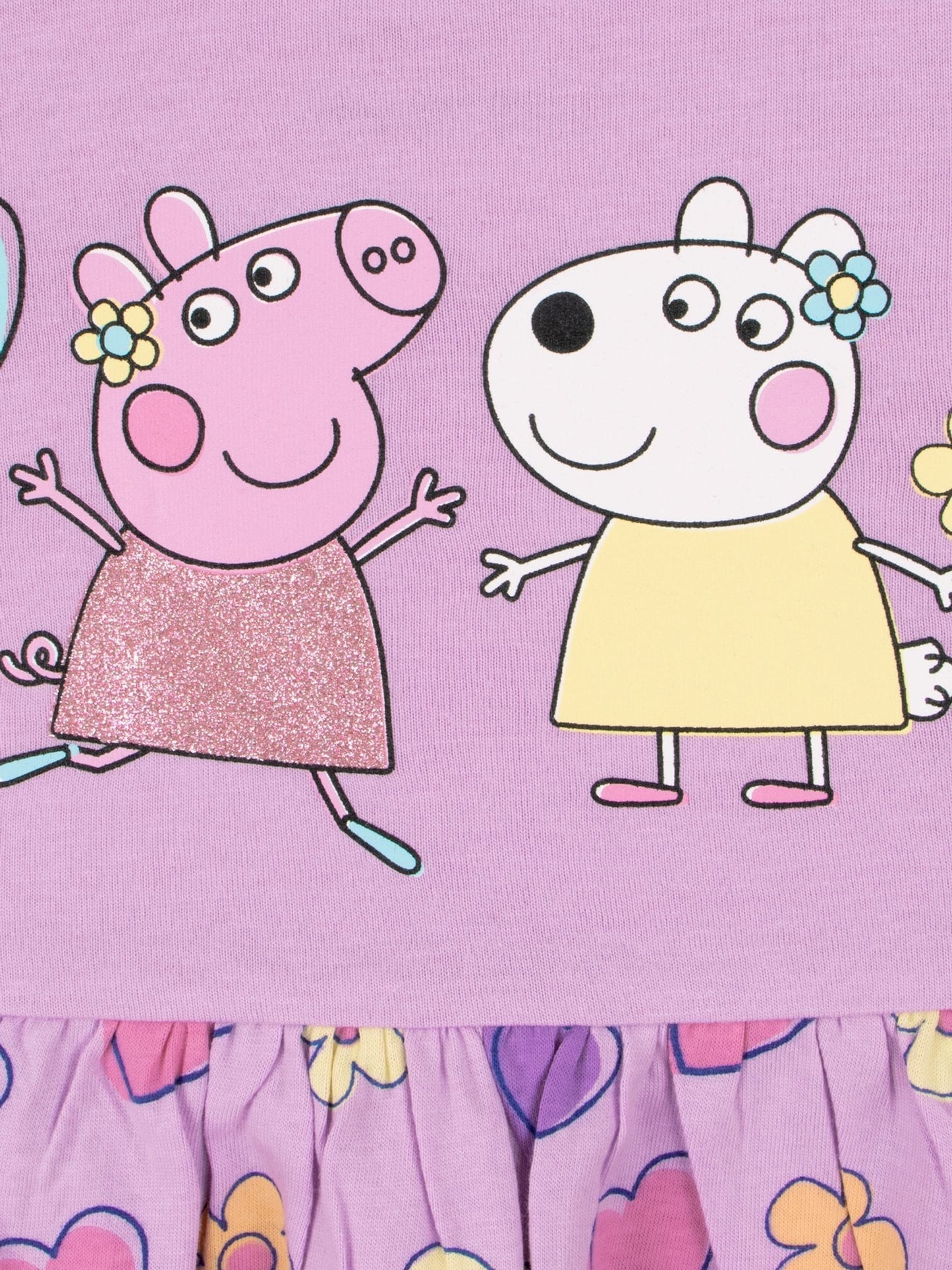 Character Purple Girls Peppa Pig Short Sleeve 100% Cotton Dress image 3