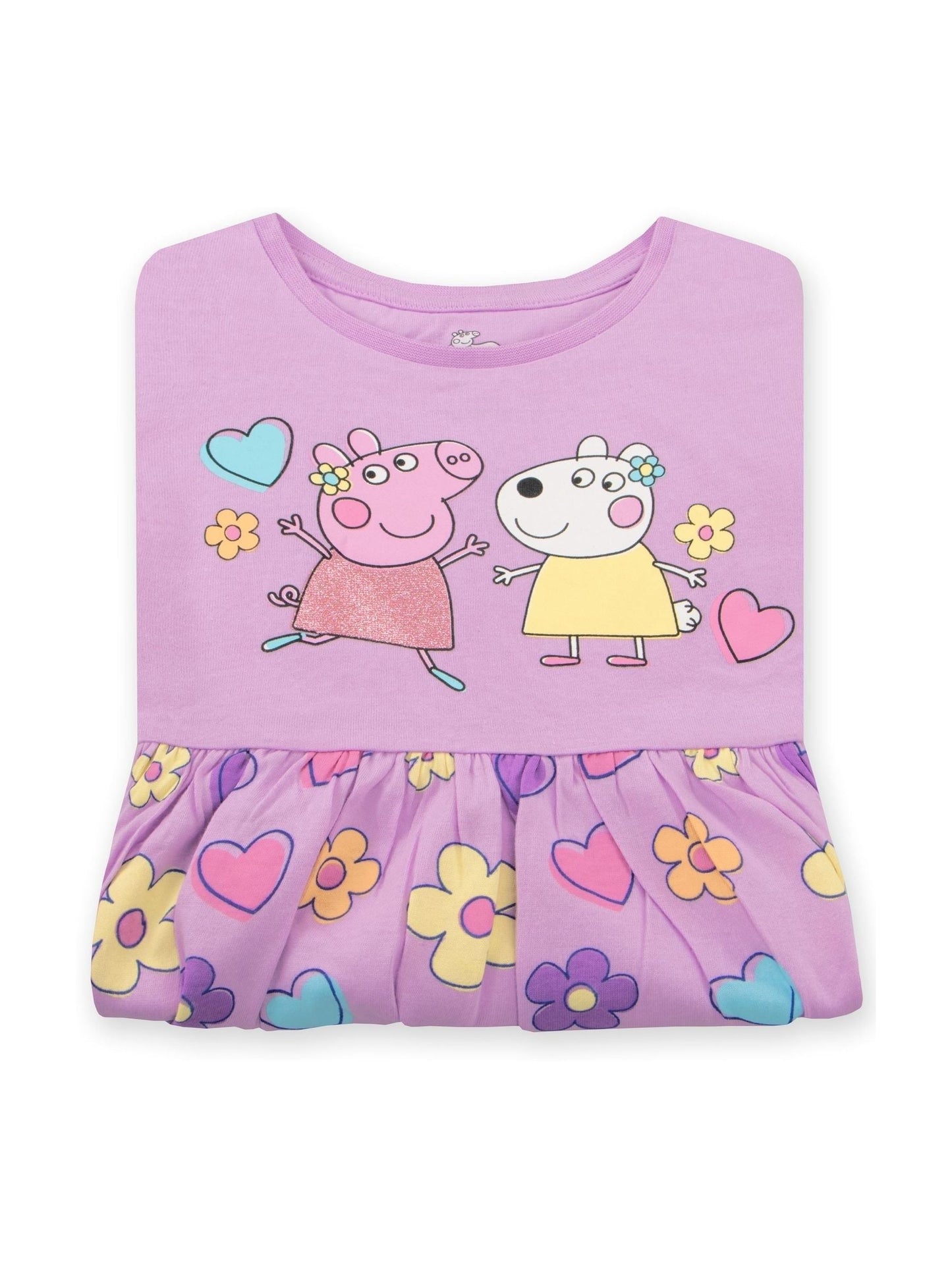 Character Purple Girls Peppa Pig Short Sleeve 100% Cotton Dress image 6