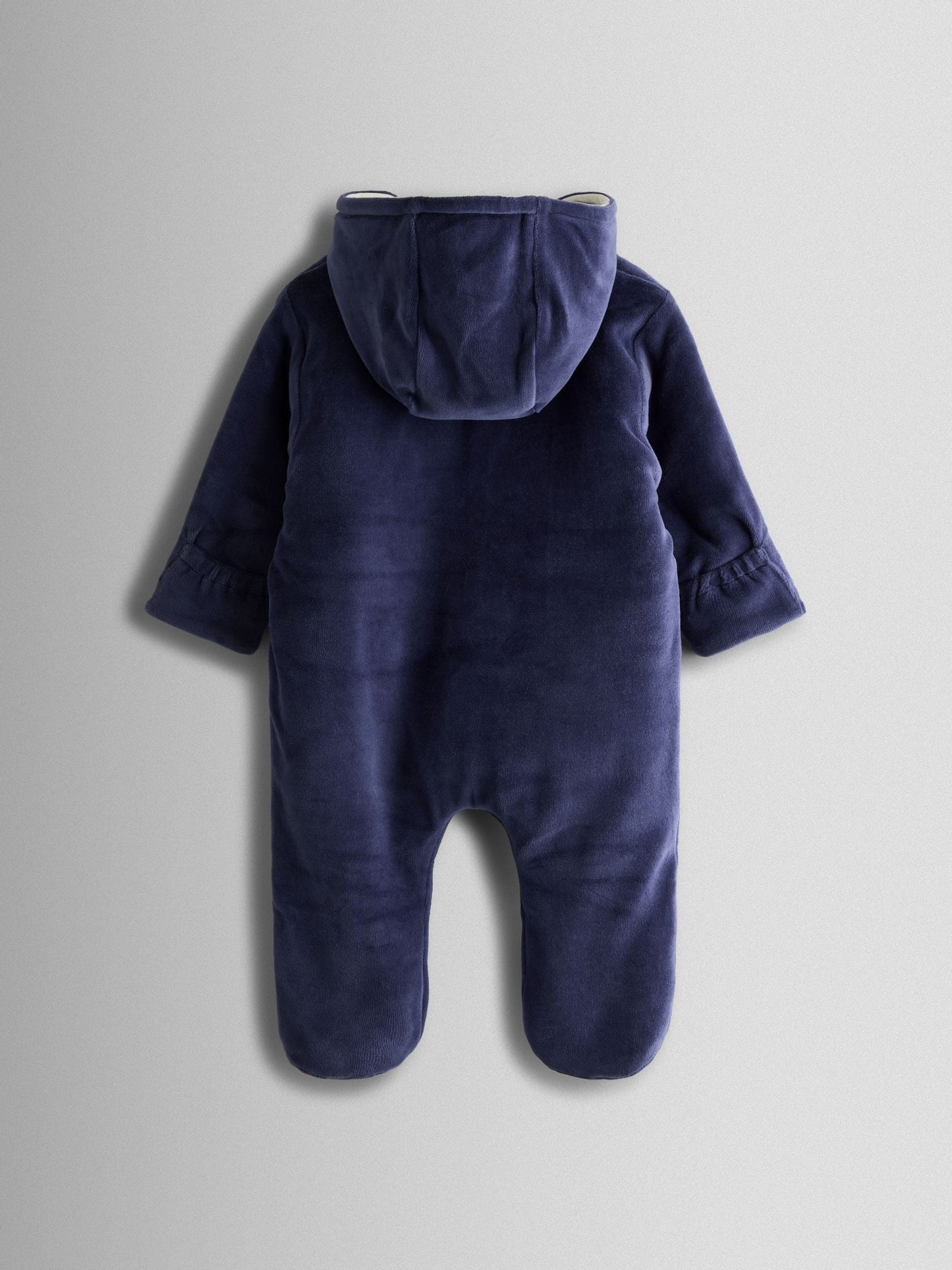 JoJo Maman Bébé Navy Peter Rabbit Velour Appliqué Pramsuit image 2