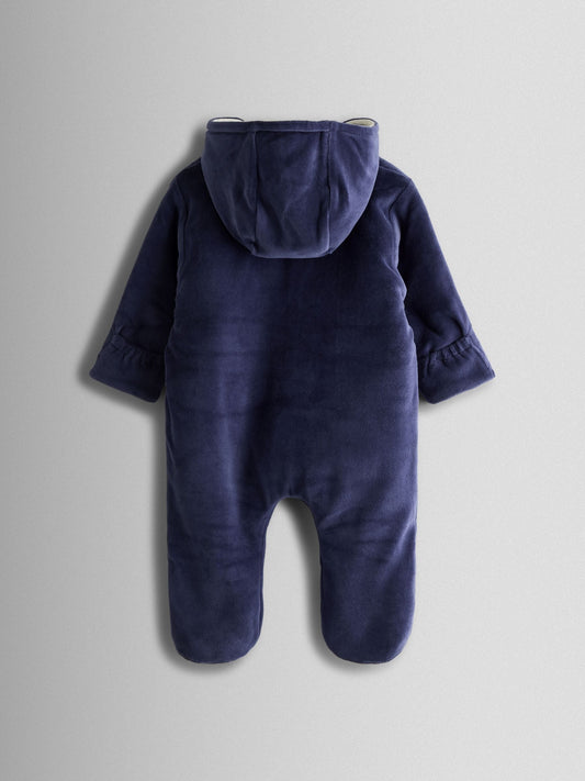 JoJo Maman Bébé Navy Peter Rabbit Velour Appliqué Pramsuit image 2