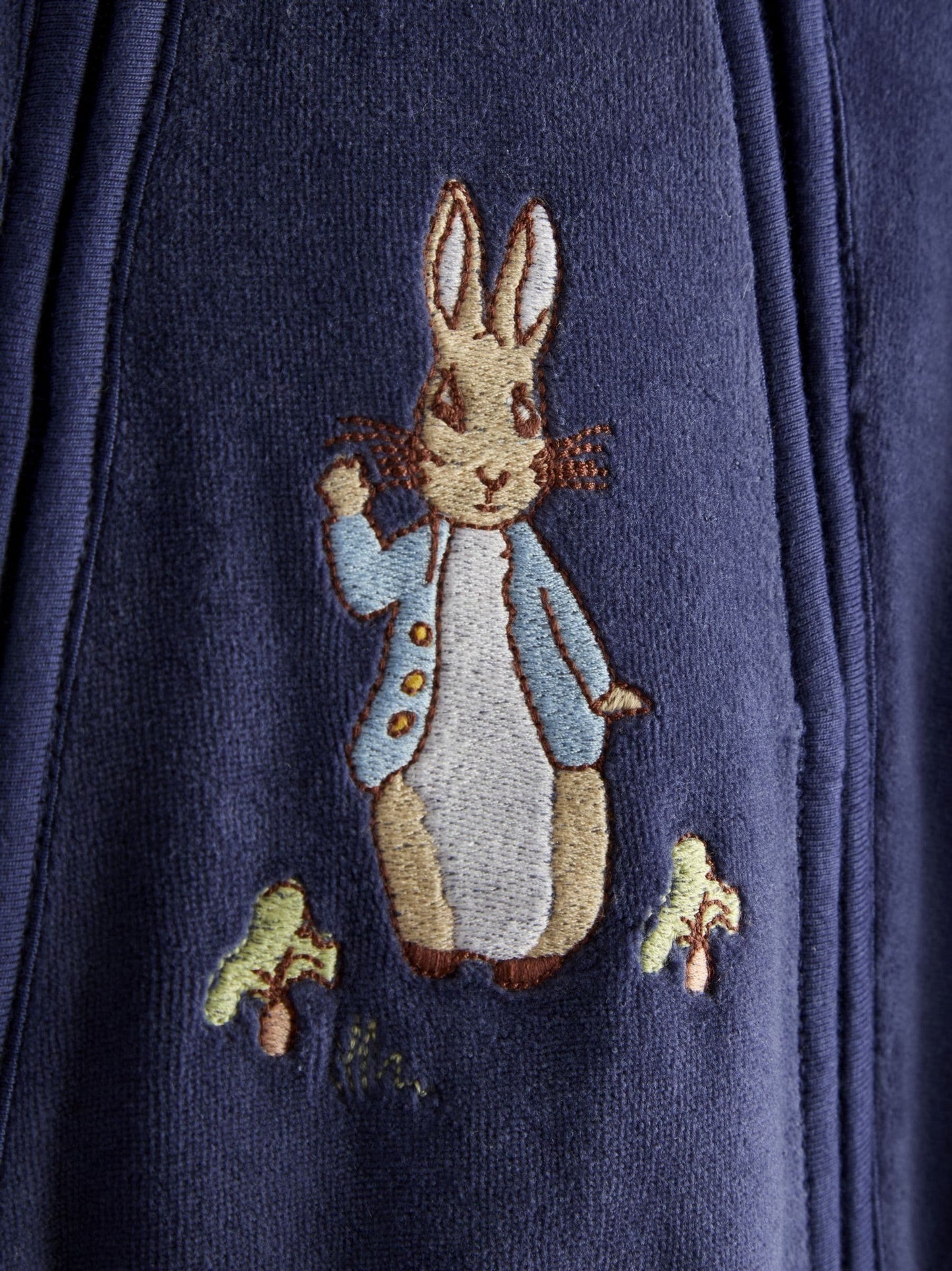 JoJo Maman Bébé Navy Peter Rabbit Velour Appliqué Pramsuit image 4