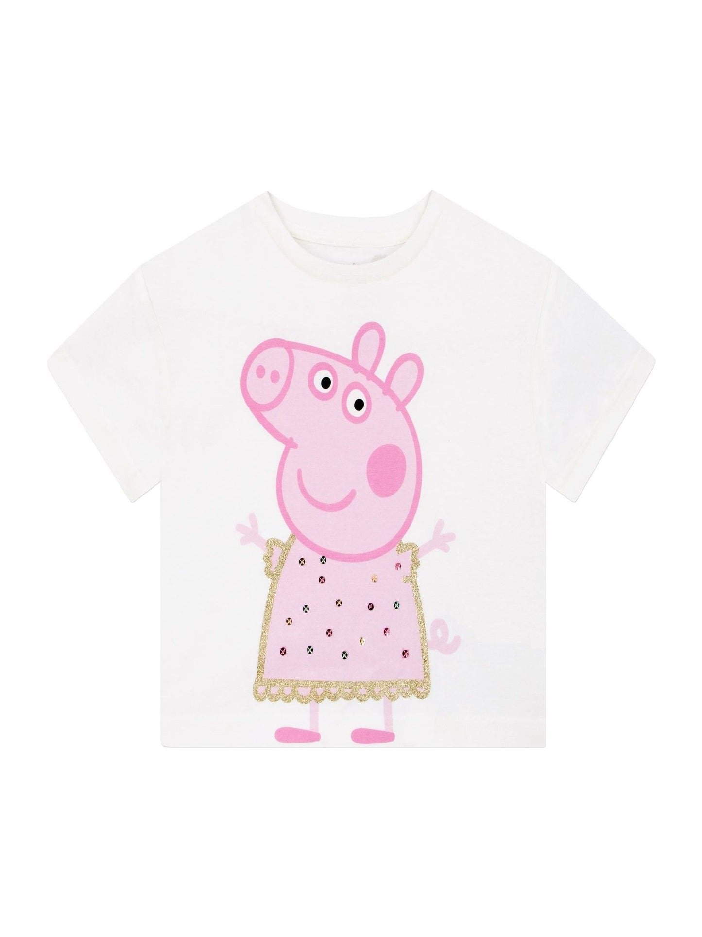 Character Pink Peppa Pig Glitter 100% Cotton Top And Skirt Set image 2