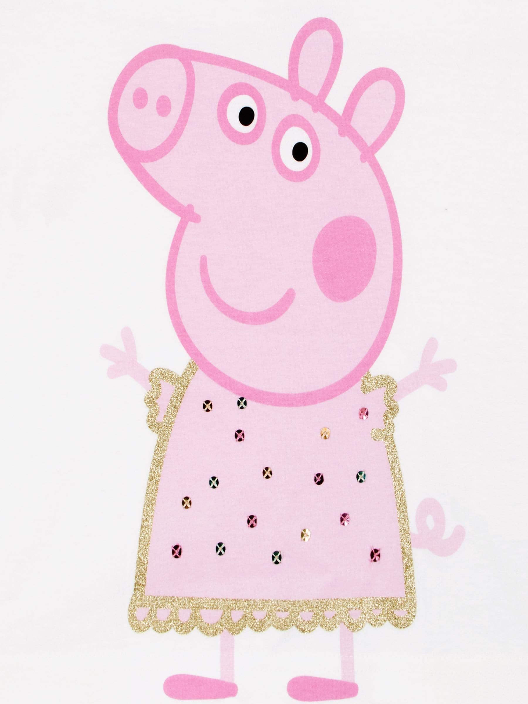 Character Pink Peppa Pig Glitter 100% Cotton Top And Skirt Set image 3