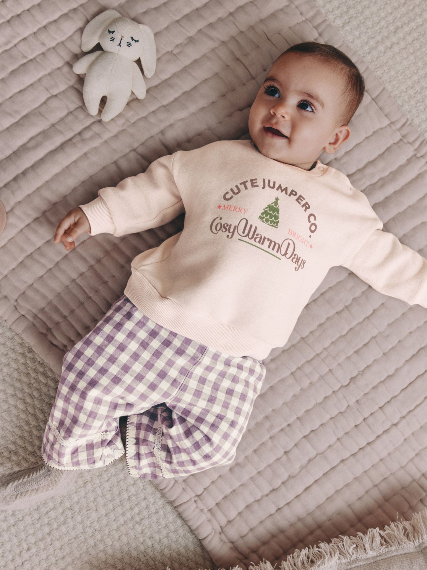Pink Baby Christmas Jumpers and Trousers 2 Piece Set (0mths-2yrs) image 1