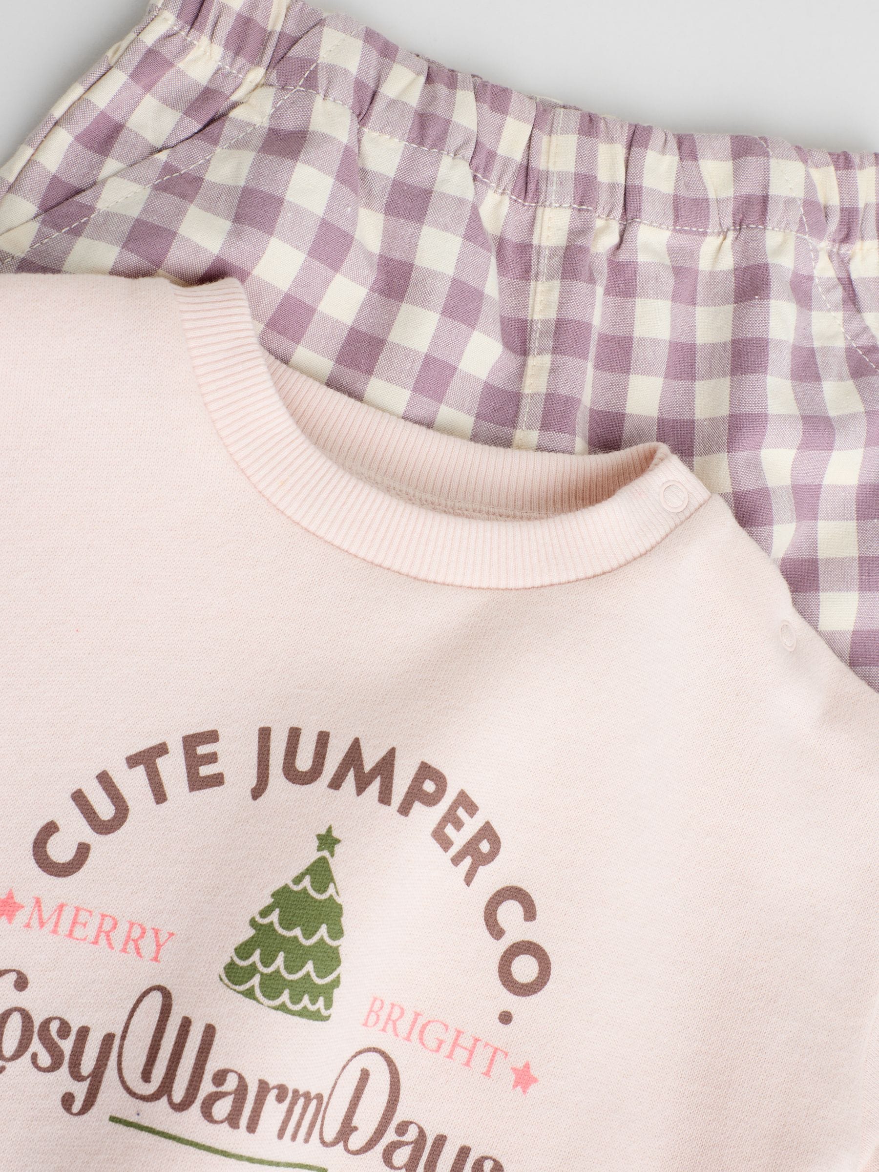 Pink Baby Christmas Jumpers and Trousers 2 Piece Set (0mths-2yrs) image 3