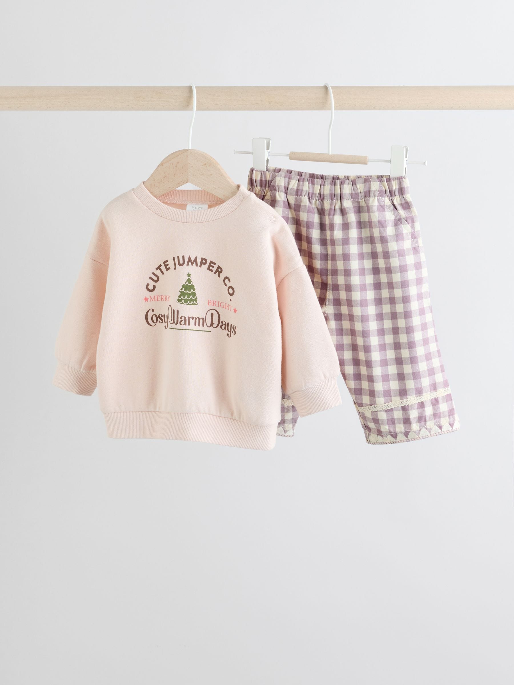 Pink Baby Christmas Jumpers and Trousers 2 Piece Set (0mths-2yrs) image 7