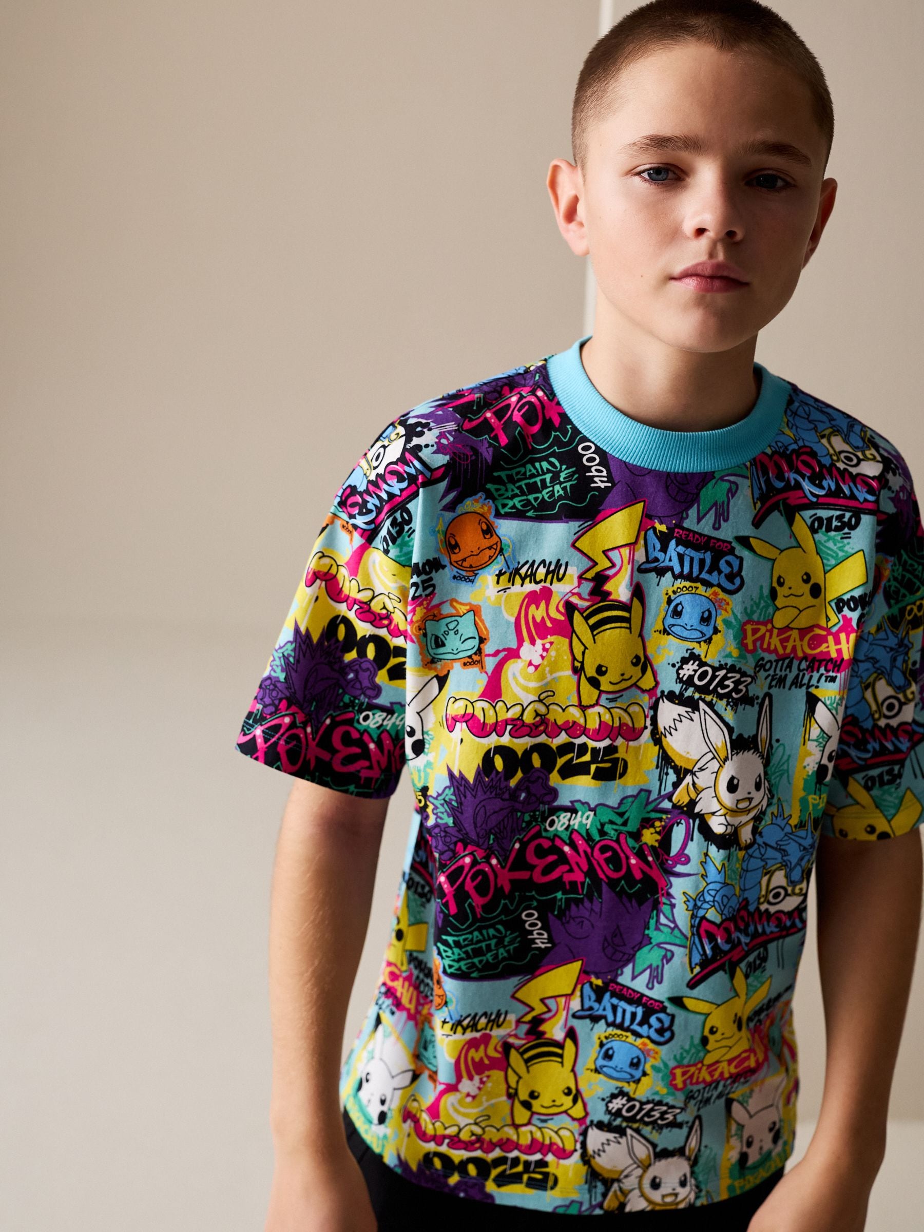 Dsiney Kidz - Blue/Multi Pokémon Short Sleeve T-Shirt (3-16yrs) image 1