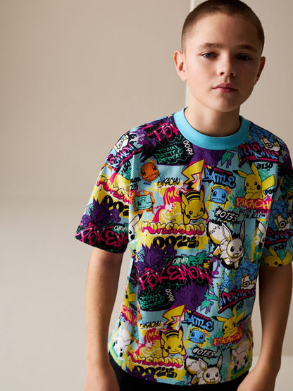 Dsiney Kidz - Blue/Multi Pokémon Short Sleeve T-Shirt (3-16yrs) image 1