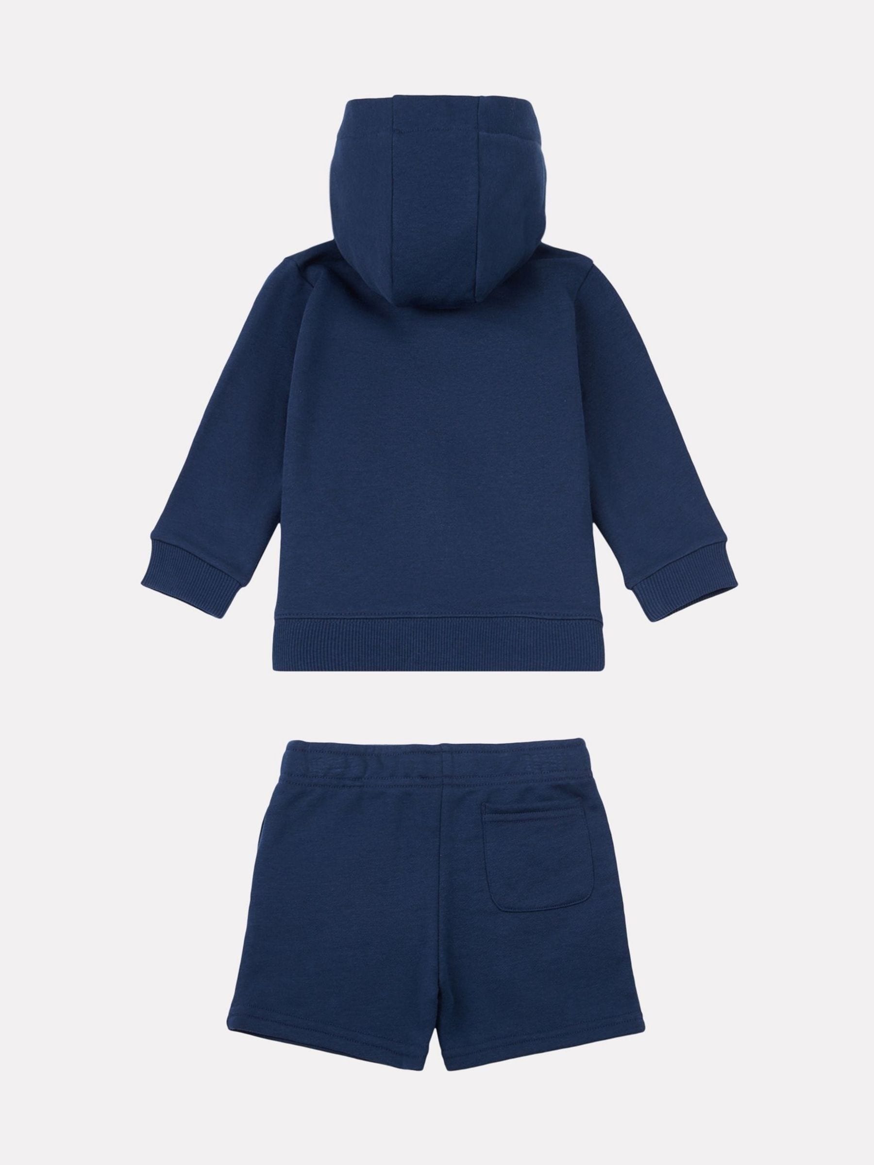New Balance Navy Kids Zip Thru Hoodie 100% Cotton T-Shirt & Shorts Set image 2