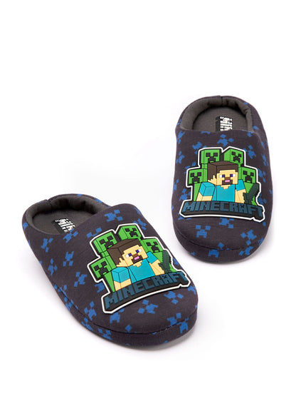 Vanilla Underground Blue Boys Minecraft Slippers image 1