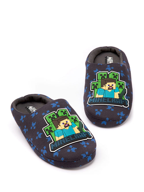 Vanilla Underground Blue Boys Minecraft Slippers image 1
