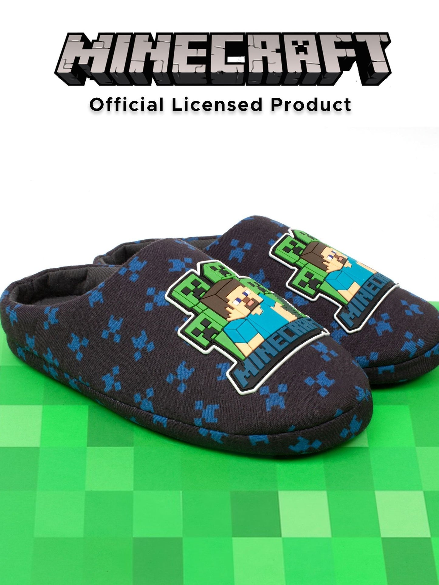 Vanilla Underground Blue Boys Minecraft Slippers image 2