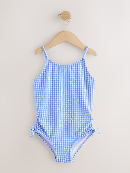 Dsiney Kidz - Blue/White Gingham Lemon Strappy Ruched Swimsuit (3-16yrs) image 5