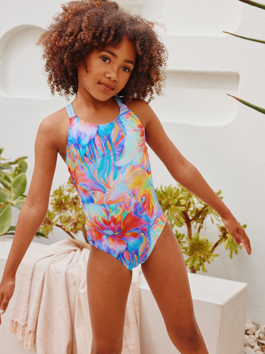 Dsiney Kidz - Blue Swirl Double Strap Swimsuit (3-16yrs) image 1