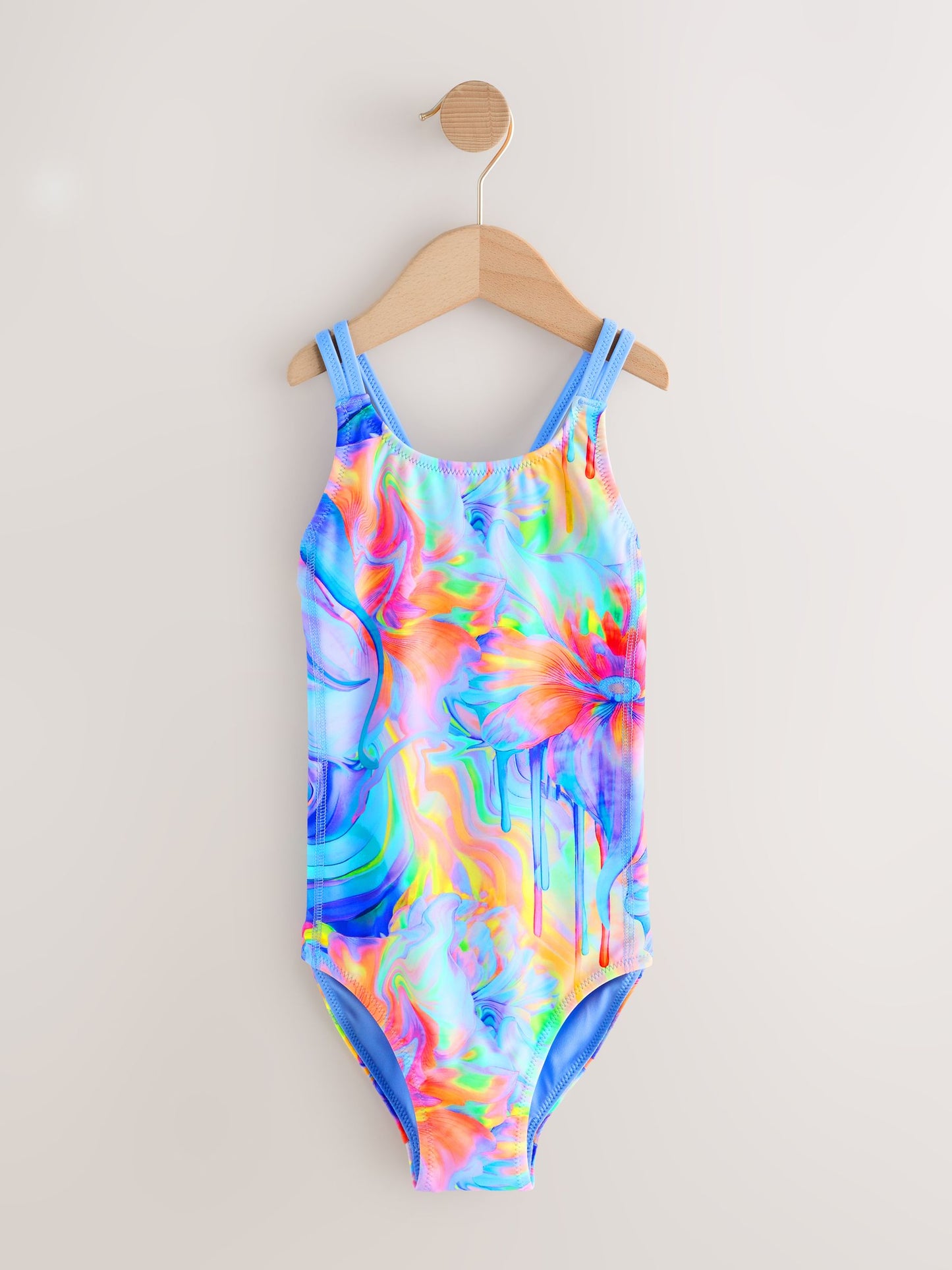Blue Swirl Double Strap Swimsuit (3-16yrs) image 5