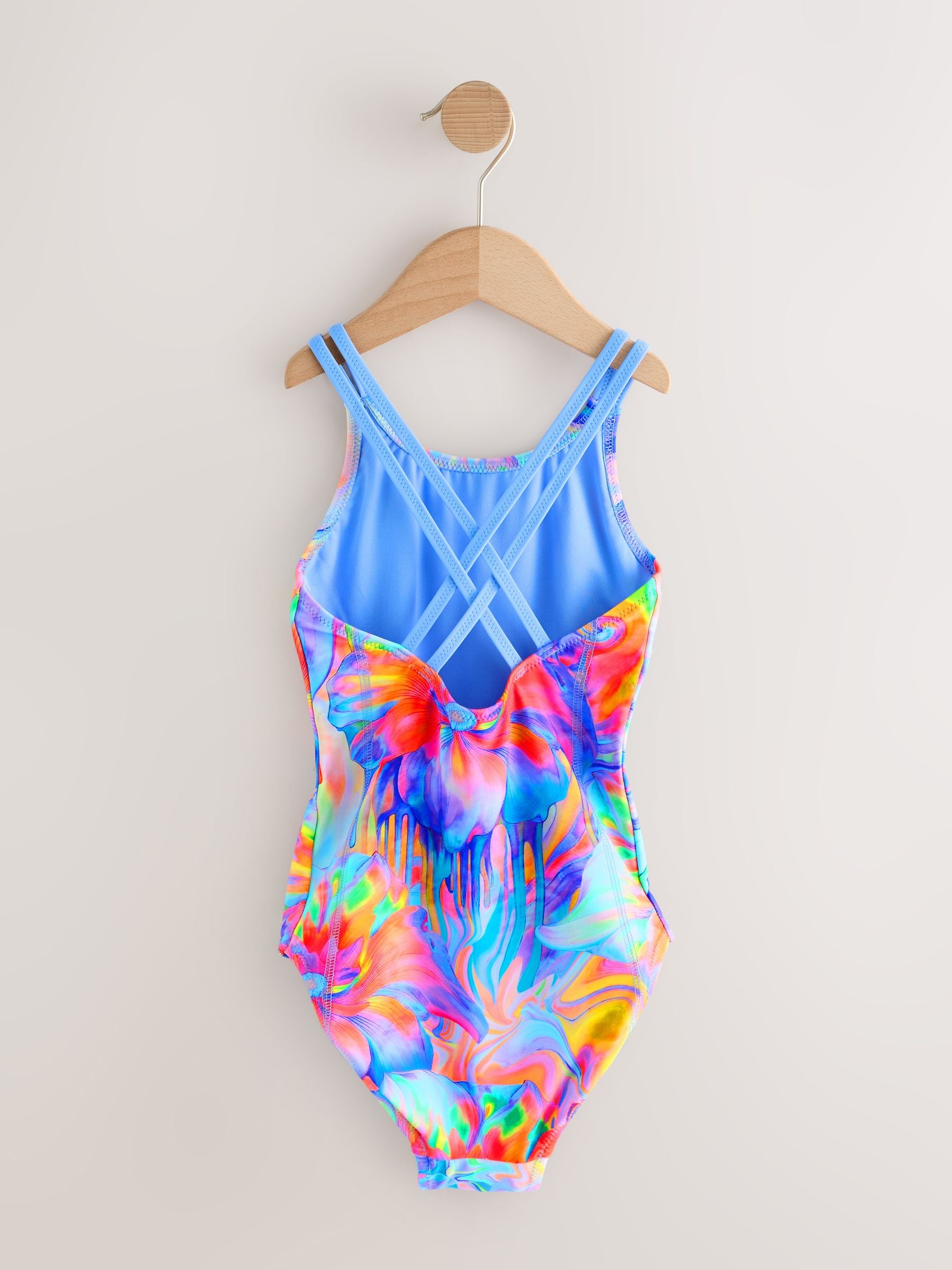 Blue Swirl Double Strap Swimsuit (3-16yrs) image 6