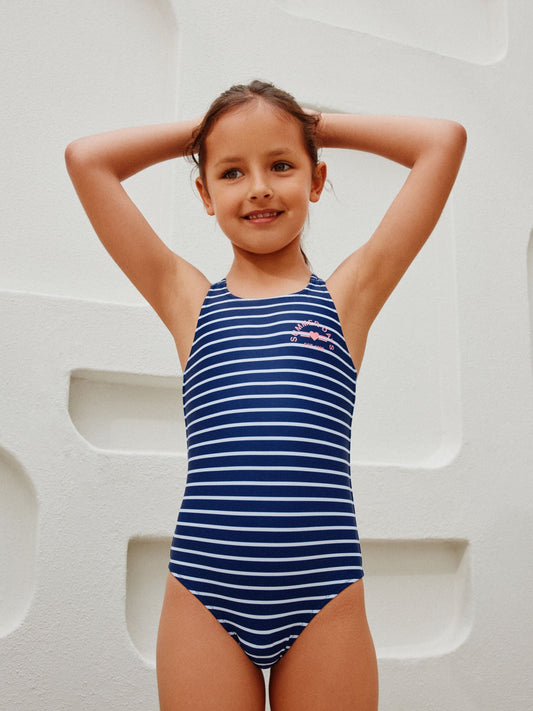 Dsiney Kidz - Navy Stripe Double Strap Swimsuit (3-16yrs) image 1